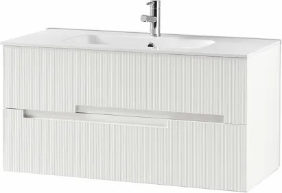 Mobile bagno da 100 cm sospeso 2 cassetti Larice Bianco - RIGHE