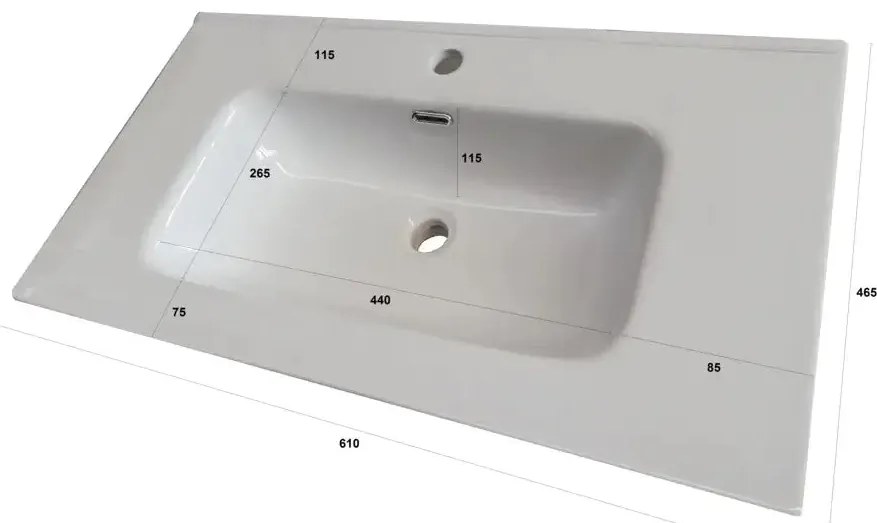 Mobile Bagno 60cm Sospeso Con Cassetto, Vano E Specchio
