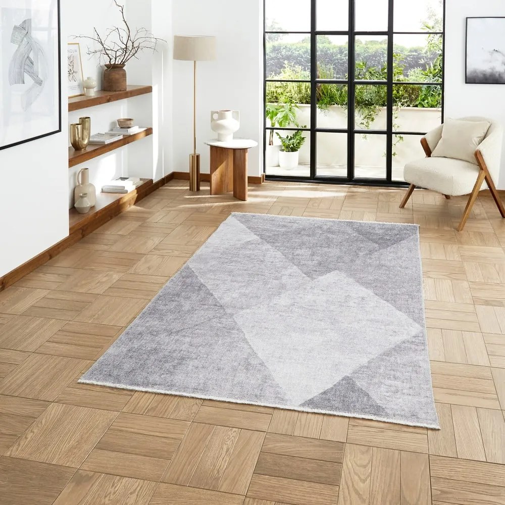 Tappeto in grigio chiaro in misto cotone lavabile 122x170 cm Whisper – Think Rugs