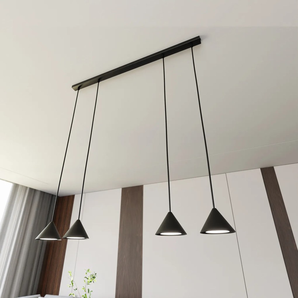 Sospensione Minimal Skadi 4 Luci In Acciaio Nero