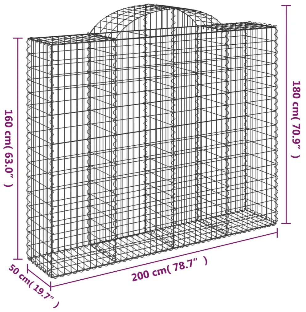 Cesti Gabbioni ad Arco 13 pz 200x50x160/180 cm Ferro Zincato