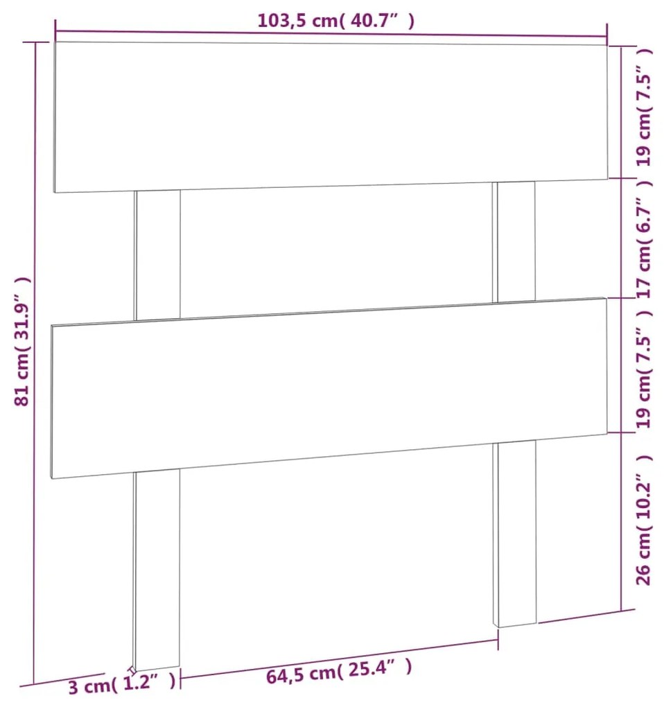 Testiera per Letto 103,5x3x81 cm Legno Massello di Pino