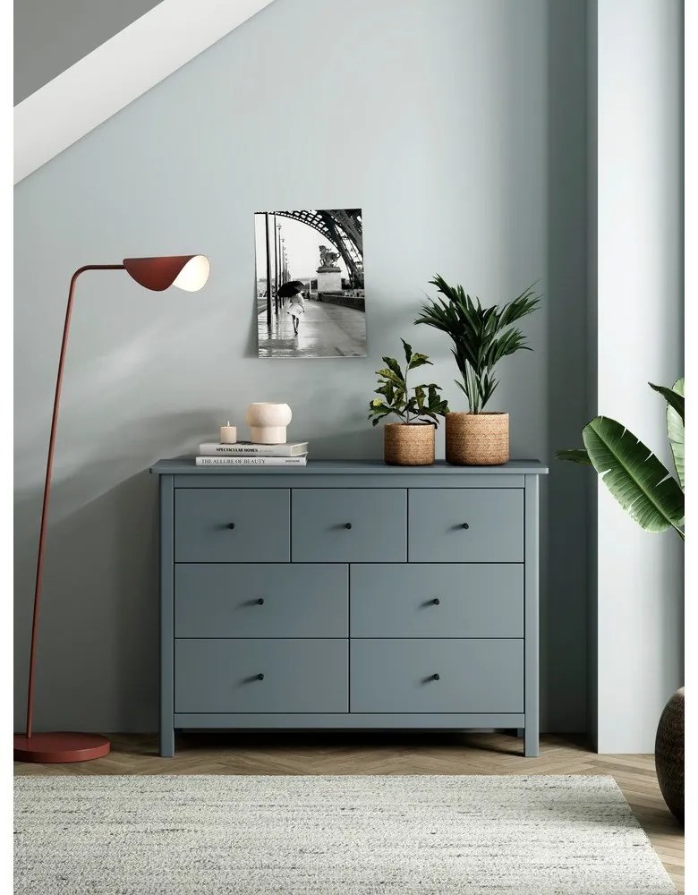 Cassettiera verde polveroso in pino massiccio 110x80x40 cm Misti – Marckeric