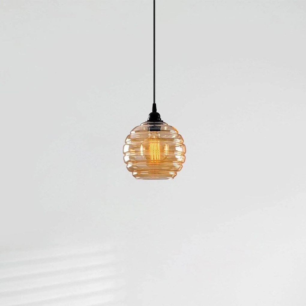 Lampada a sospensione in vetro Gold 010 Opviq, dimmerabile, Ottone / Oro, Soggiorno / Sala da pranzo, Vetro, Lampada a sospensione