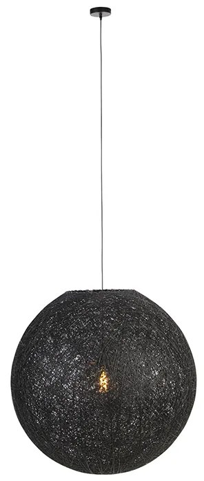 Lampada a sospensione rustica nera 80 cm - Corda