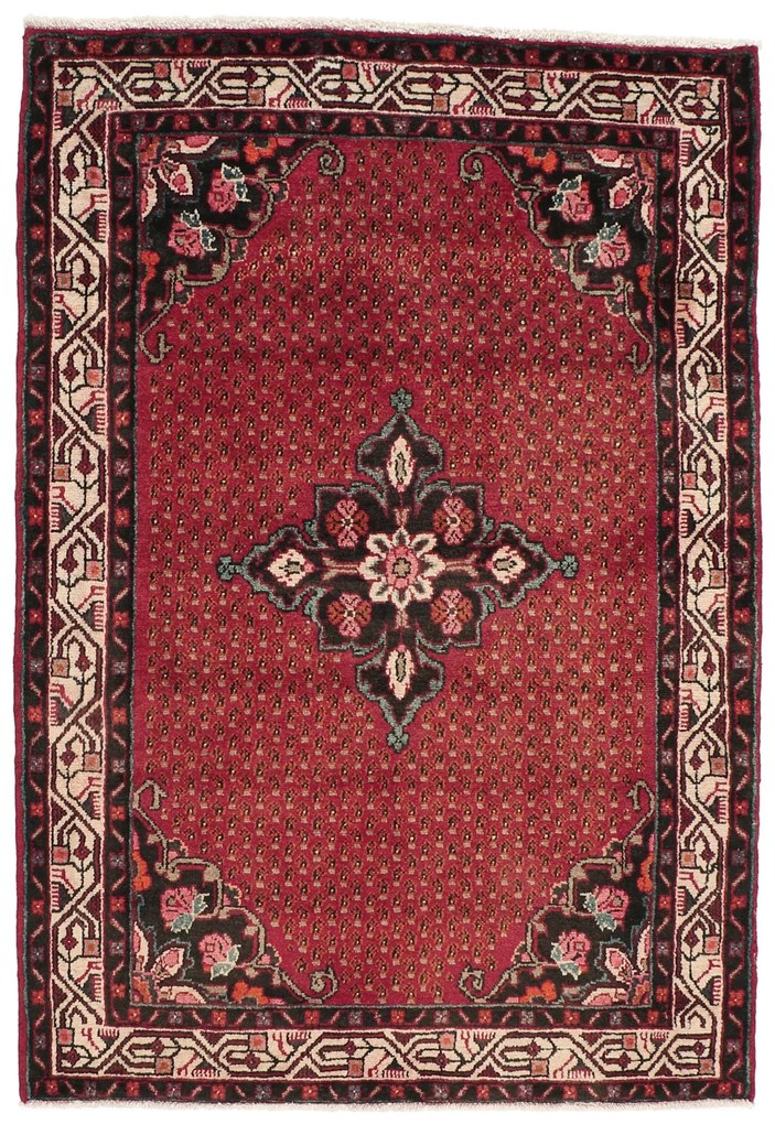 Hamedan Tappeto 160x110 Rosso (Iran) Annodato A Mano