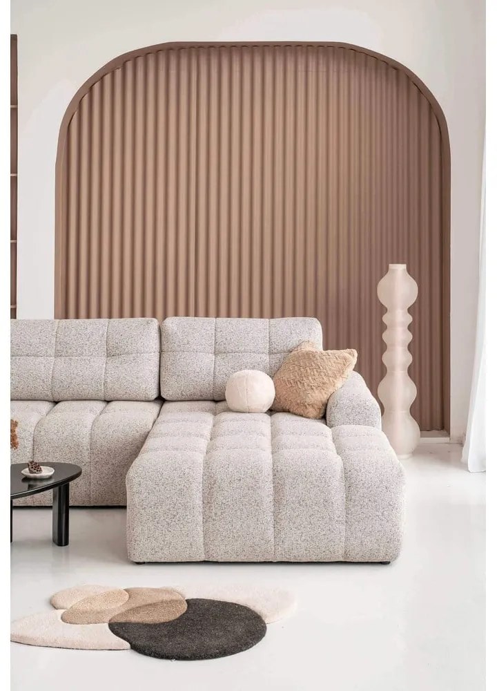 Divano angolare componibile beige allungabile/con contenitore (con penisola a destra) Lulu – Miuform