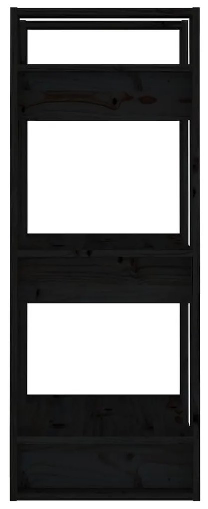 Libreria/divisorio nero 41x35x91 cm in legno massello di pino