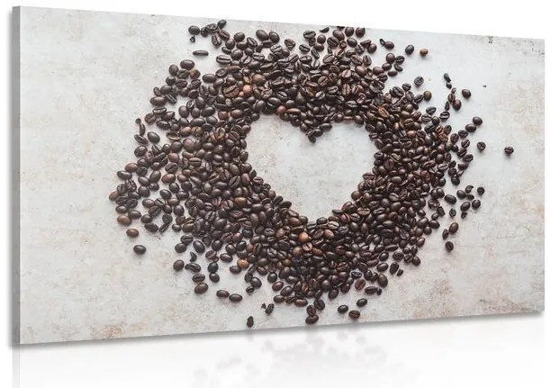 Quadro su tela – Cuore di chicchi di caffè