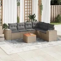 Set Divani da Giardino 7 pz con Cuscini Beige in Polyrattan 3257795