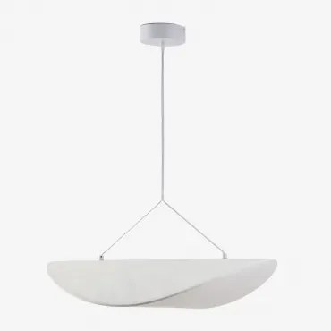 Lampada A Sospensione A Led In Tessuto Zelvon Bianco & ↔︎ 60 Cm - Sklum