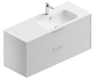 Mobile sottolavabo e lavabo Quadra bianco in mdf L 120 x H 57 x P 46 cm 2 cassetti