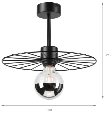 Lampadario a sospensione con supporto rigido MONTANA 1xE27/15W/230V diametro 30 cm nero