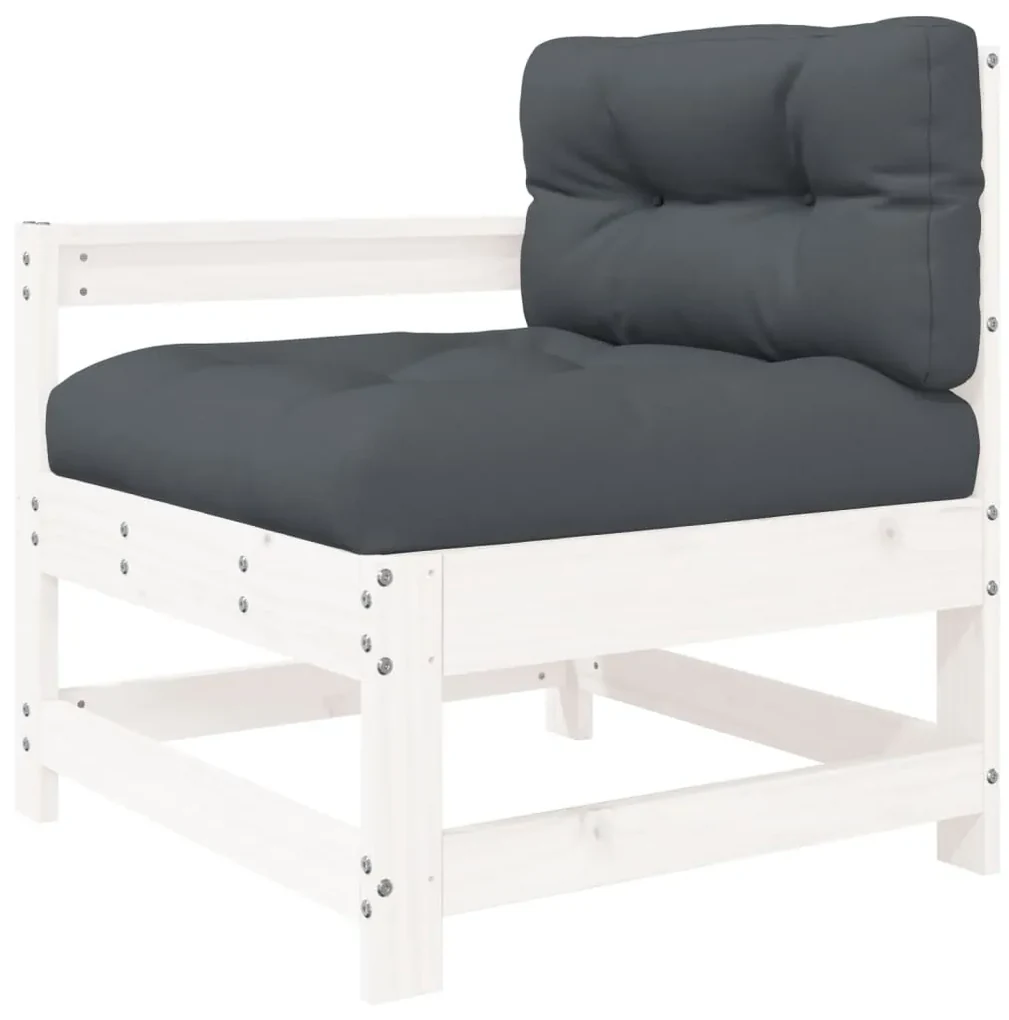 Set divani da giardino 6pz con cuscini in legno massello bianco