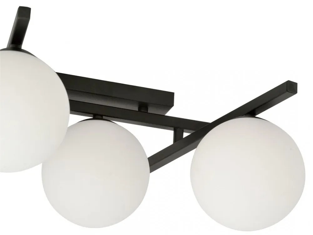 Lampadario da Soffitto in Acciaio e Vetro SMART 4 Nero 4xE14 Colore delle Sfere Bianco