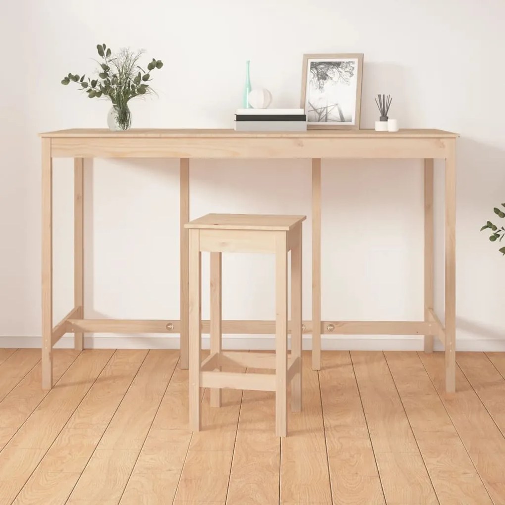 Tavolo Da Bar 180x80x110 Cm İn Legno Massello Di Pino /