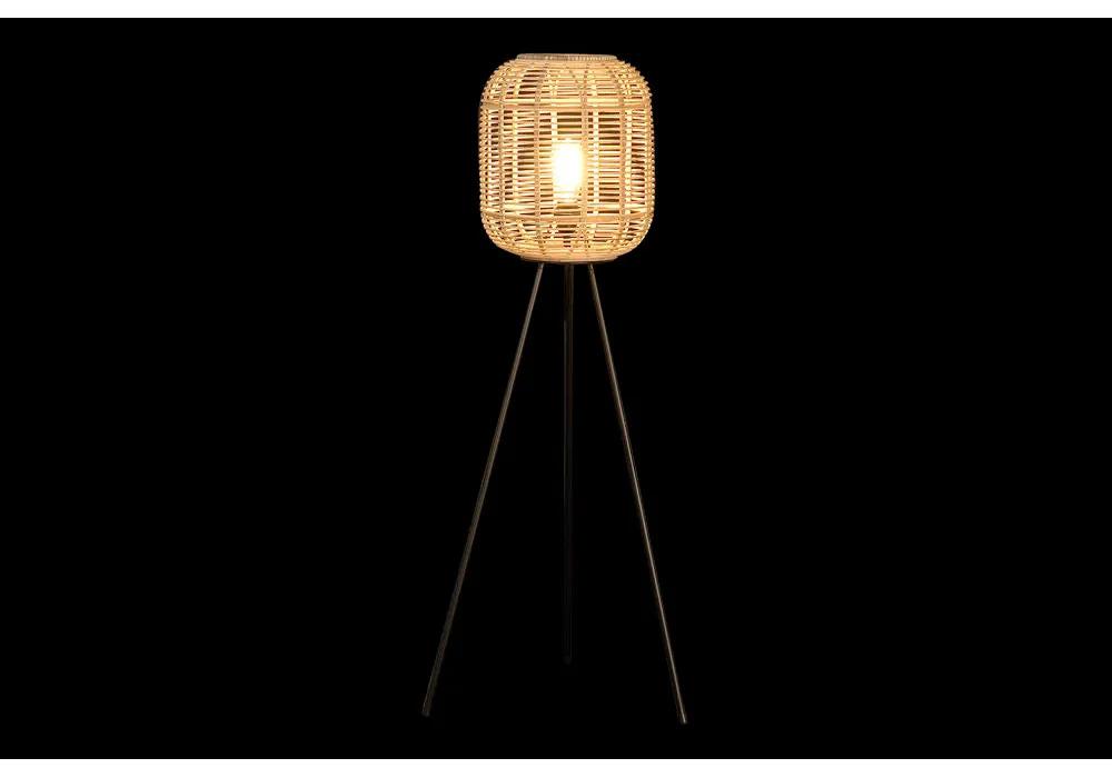 Lampada da Terra DKD Home Decor Fogli Naturale Nero Metallo Bambù 40 W (31 x 31 x 116 cm)