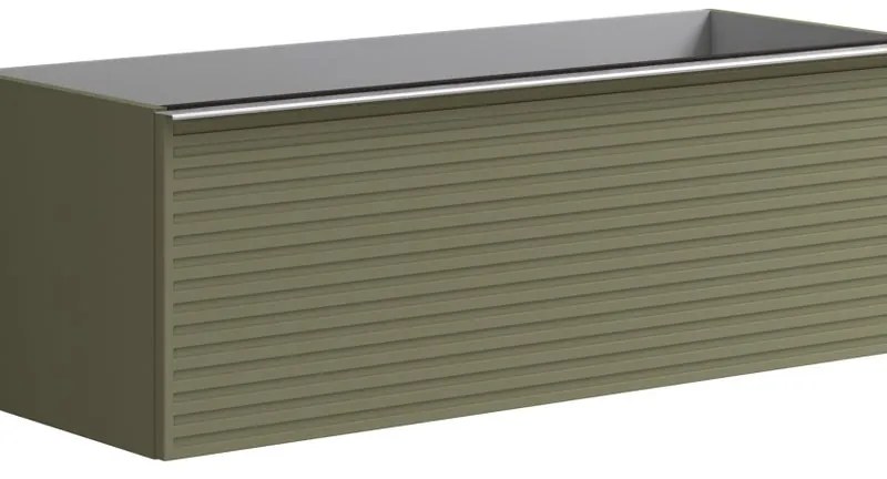 Mobile da bagno sotto lavabo Pixel stripes verde laccato opaco L 120 x H 40 x P 45.5 cm 2 cassetti, lavabo non incluso