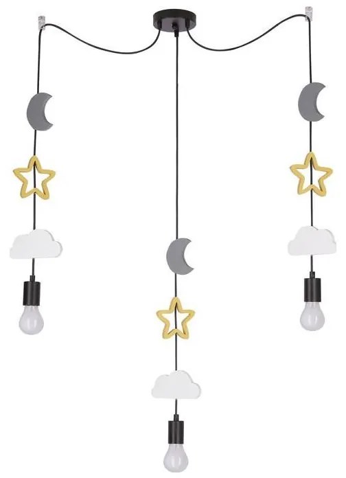 Lampadario a sospensione per bambini TRIO 3xE27/20W/230V grigio/giallo/bianco