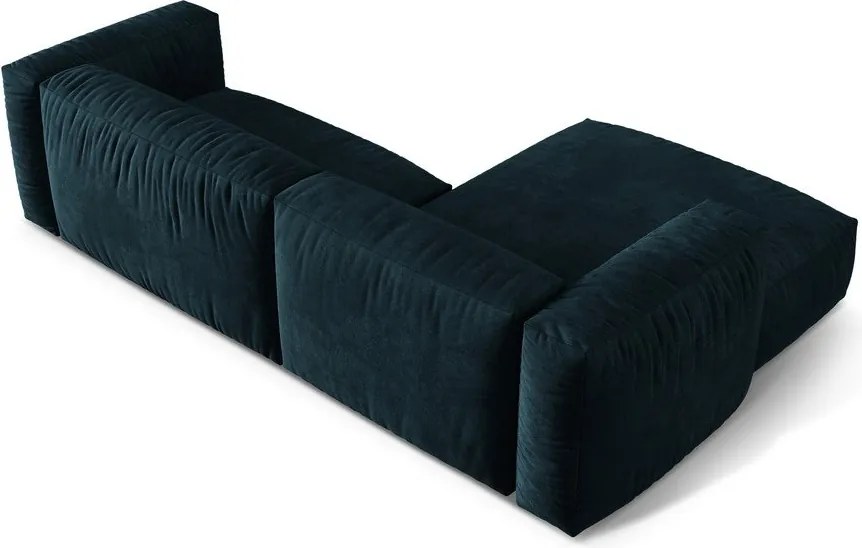 Divano angolare componibile blu scuro (con penisola a sinistra/con chaise lounge) con rivestimento in velluto Martina – Micadoni
