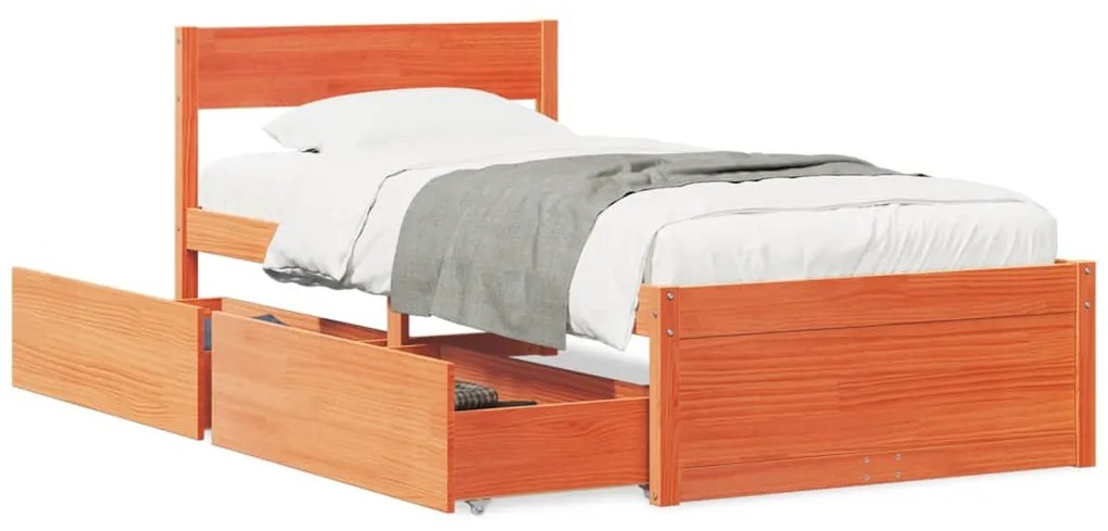 Letto senza materasso marrone cera 90x200 cm legno di pino