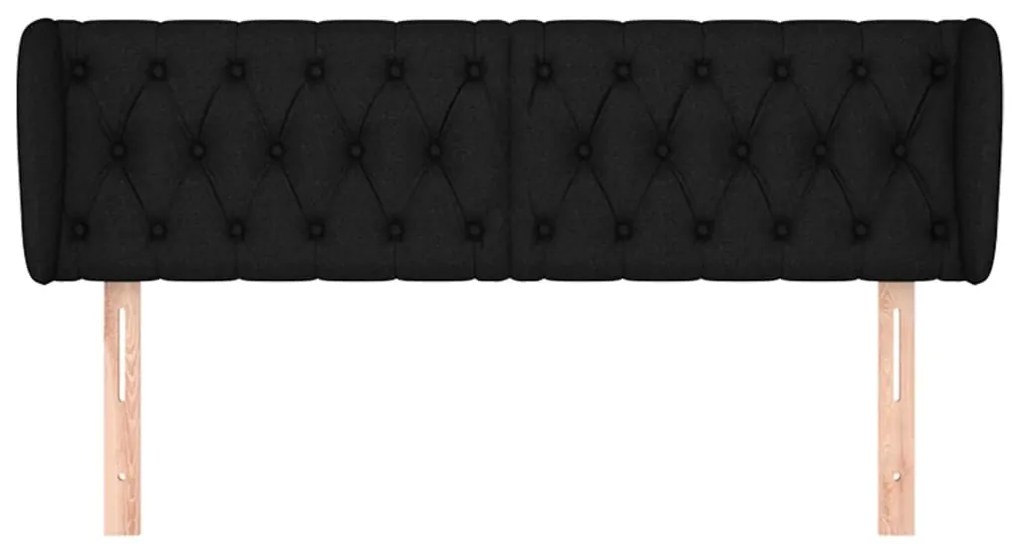 Testiera ad orecchio nera 147x23x78/88 cm in tessuto