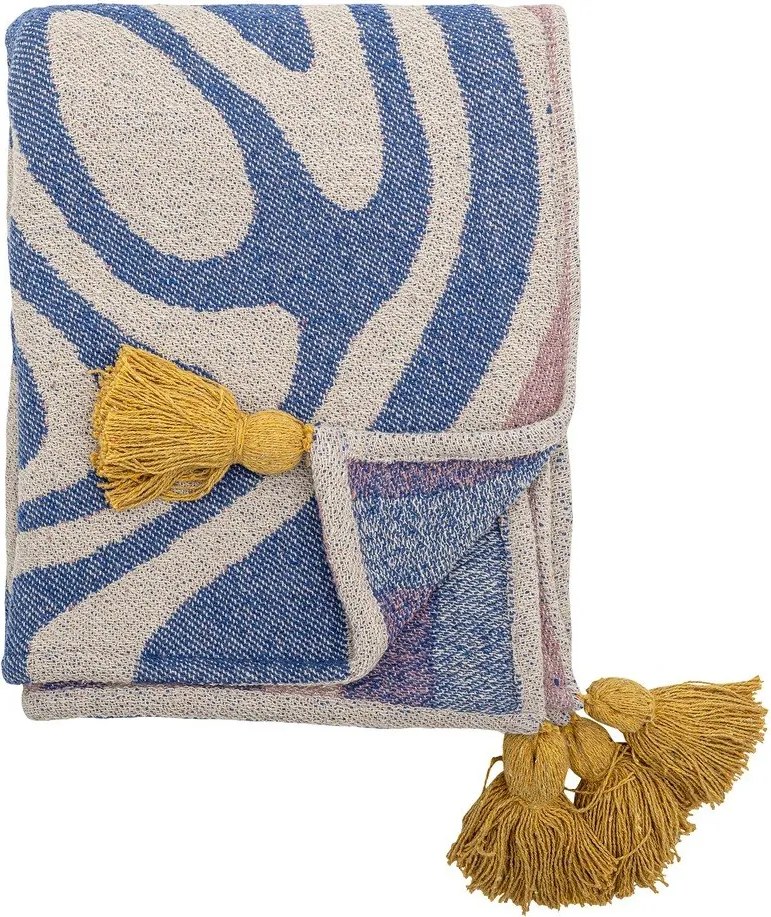 Coperta blu in misto cotone 130x160 cm Arlie – Bloomingville