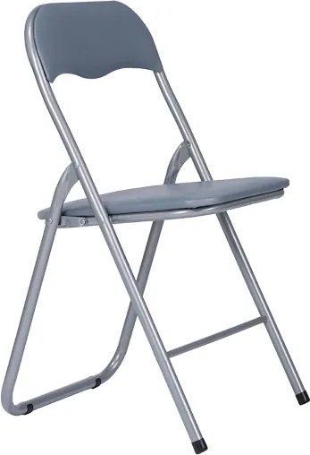 Sedia in metallo pieghevole seduta ecopelle GRIGIO SET 2 PEZZI