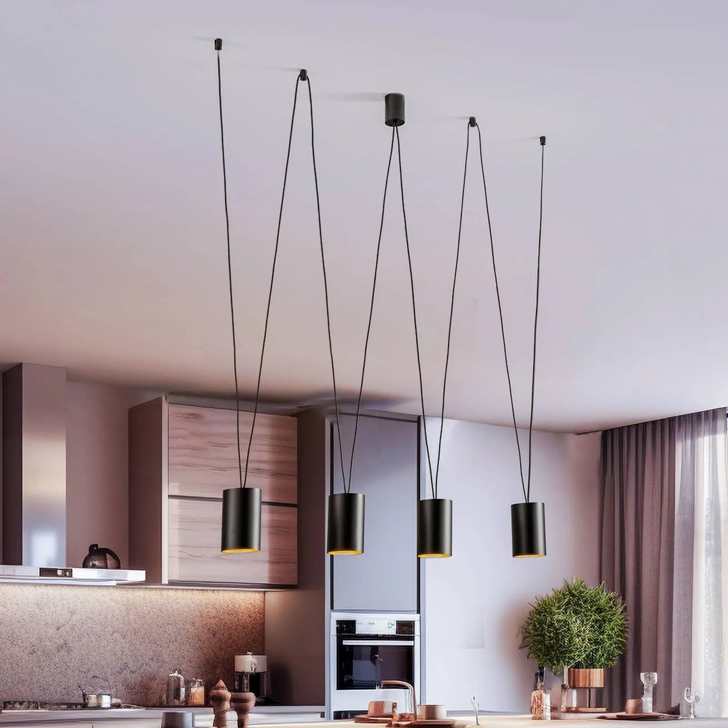 Nowodvorski Lighting Lampada a sospensione More Tone, nero/oro, 4 luci
