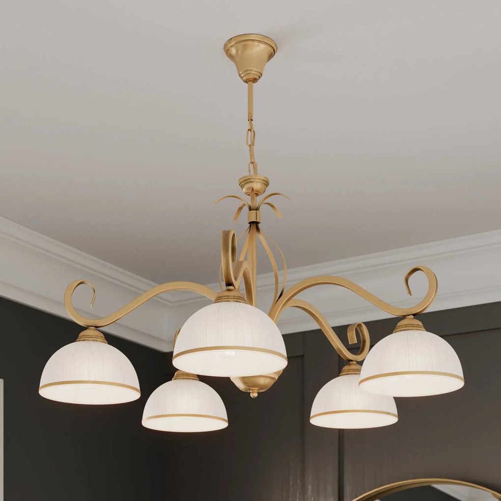 EMIBIG LIGHTING Lampada a sospensione Wivara 5, 5 luci, oro