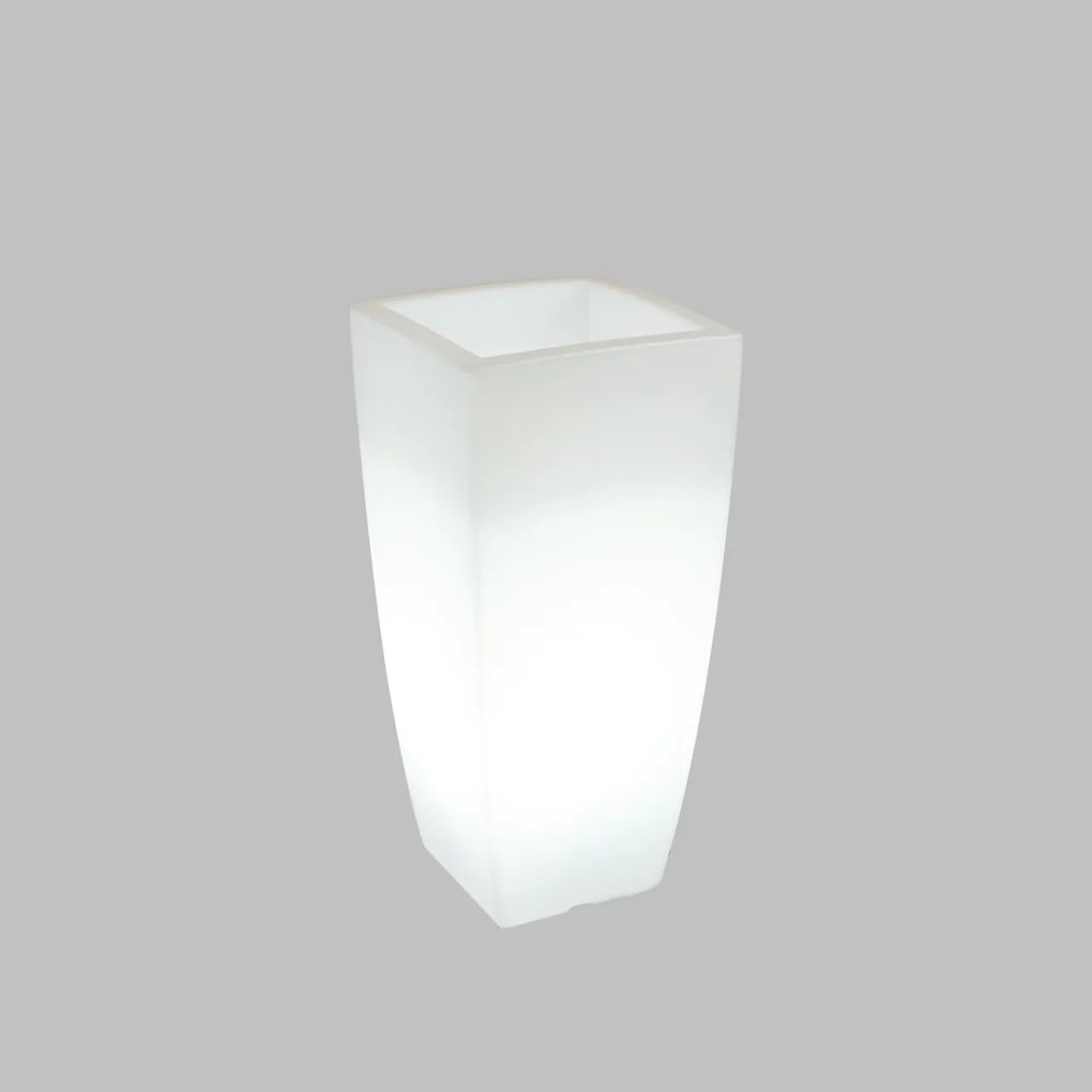 Vaso Illuminabile Quadrato 33x33xH70cm E27 Colore Bianco