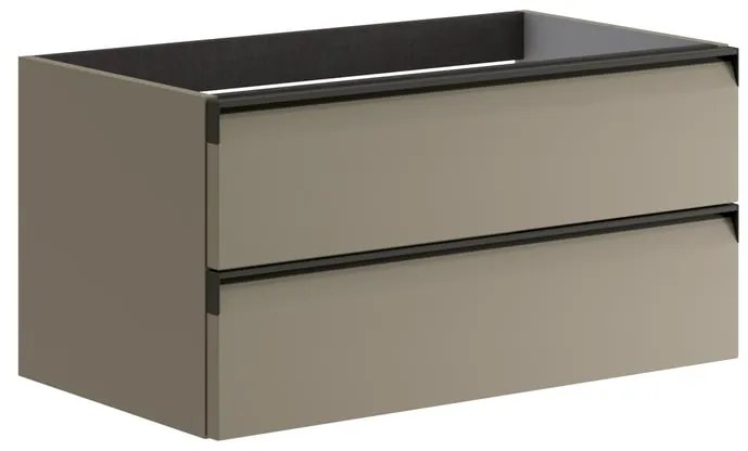 Mobile da bagno sospeso sotto lavabo L 79.5 x H 40 x P 45.5 cm marrone talpa laccato opaco, 2 cassetti VISOBATH Fusion