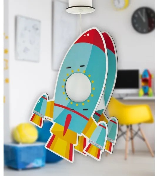 Dalber 63357 - Lampadario per bambini ROCKET 1xE27/15W/230V