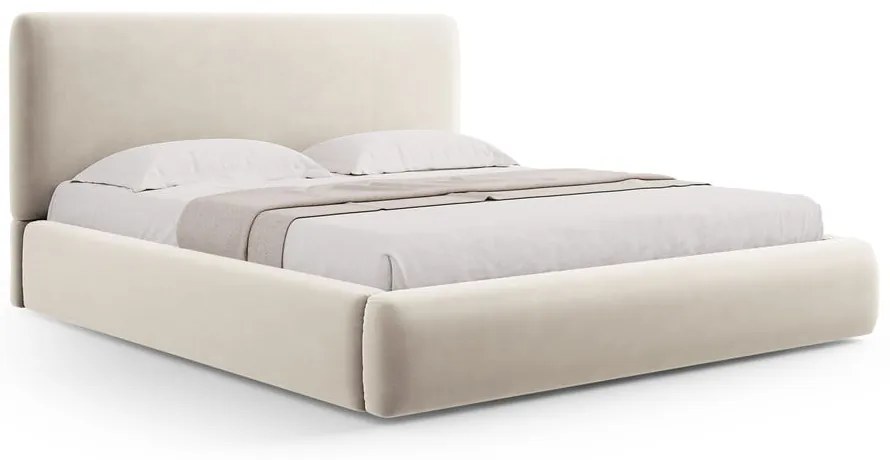 Letto matrimoniale imbottito beige con contenitore e doghe 180x200 cm Colonel - Cosmopolitan Design