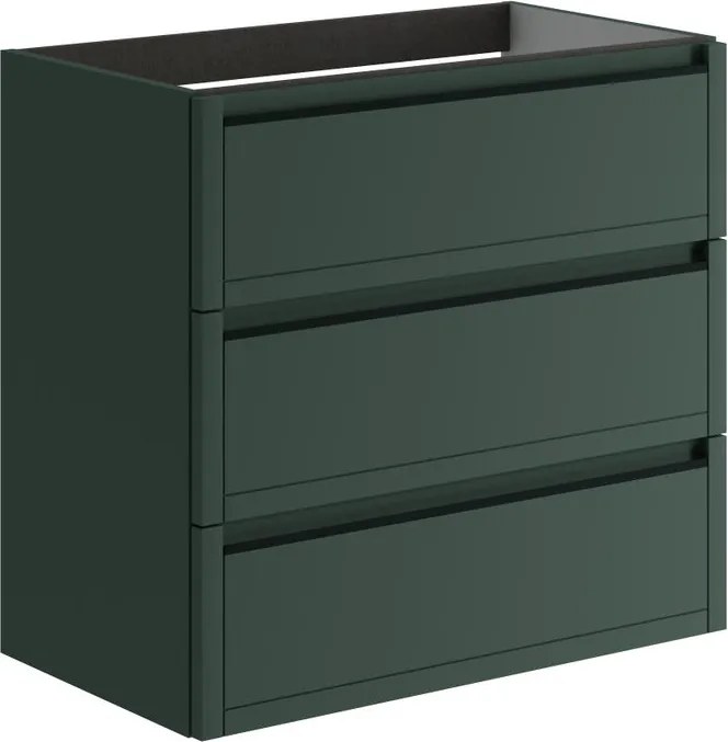 Mobile da bagno sospeso sotto lavabo L 79.5 x H 78 x P 45.5 cm verde opaco, 3 cassetti Tratto