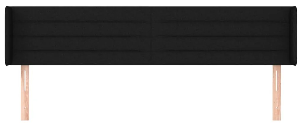 Testiera ad orecchio nera 203x16x78/88 cm in tessuto