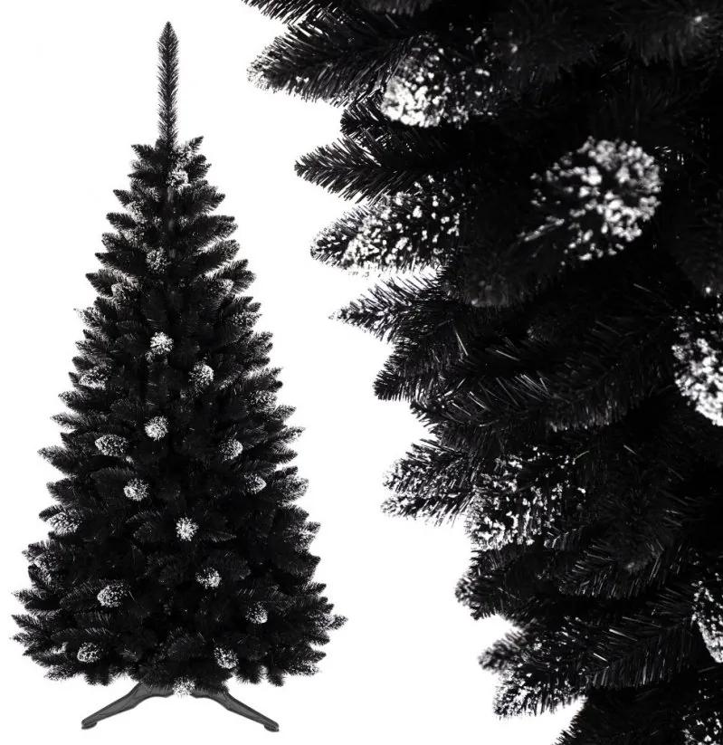 Albero di Natale nero con decorazioni 220 cm