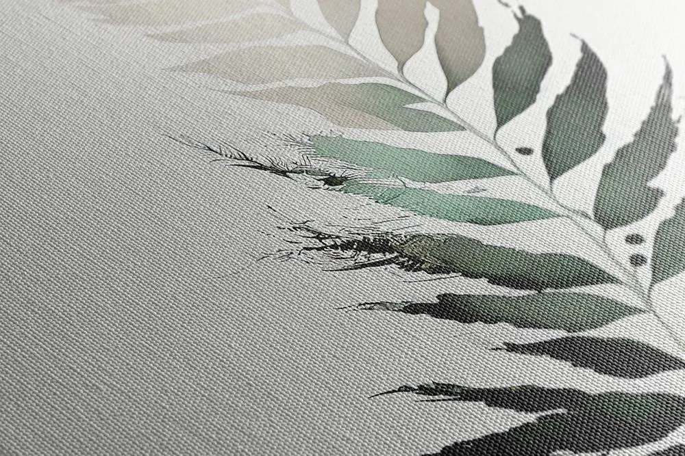 Quadro su tela – Foglia di felce con un tocco di minimalismo