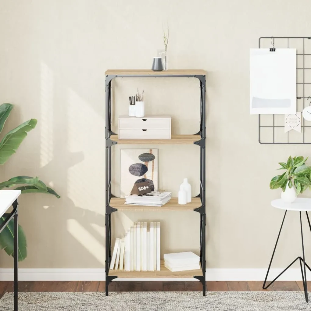 Libreria 4 ripiani rovere sonoma 59x35x132 cm legno multistrato