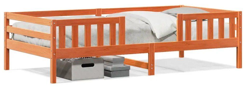 Letto Senza Materasso Marrone Cera 90x190 Cm İn Legno Di Pino /