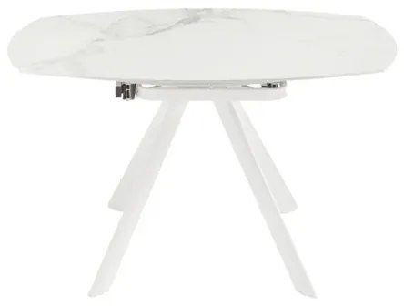 Tavolo in pietra effetto marmo Bianco ROUND con piano girevole D135 cm
