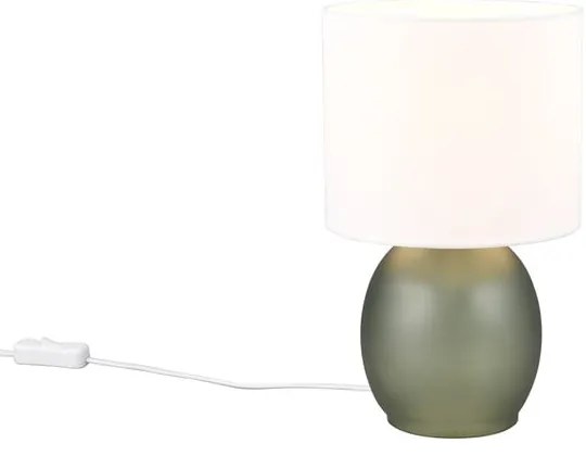 Lampada da tavolo bianco-verde con paralume in tessuto (altezza 29 cm) Vela - Trio