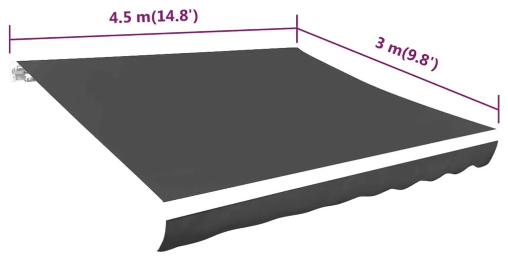 Tendone Parasole in Tela Antracite 450x300 cm