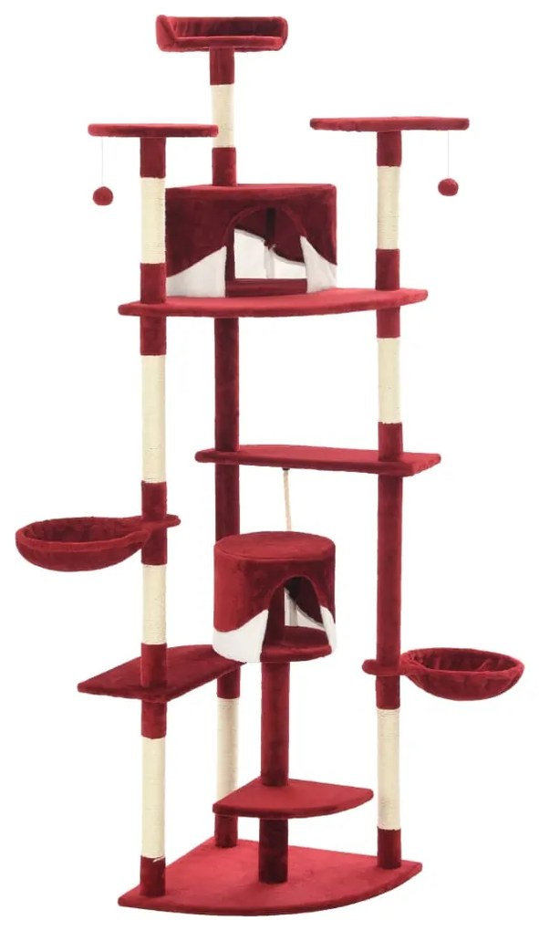 Albero per gatti e tiragraffi in sisal 203 cm rosso e bianco