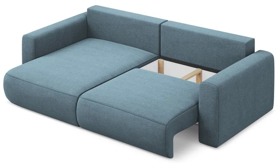 Divano angolare azzurro allungabile/con contenitore (con penisola a sinistra/con chaise lounge) Kapua – Makamii