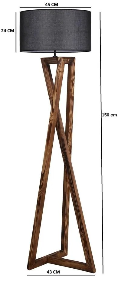 Lampada da terra nera/marrone con paralume in tessuto (altezza totale 166 cm) Maçka – Opviq lights