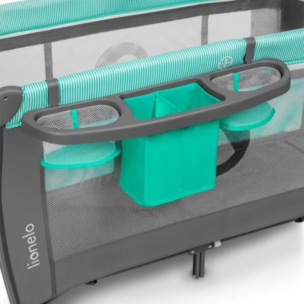 Lionelo - Culla da viaggio SVEN PLUS grigio/turchese