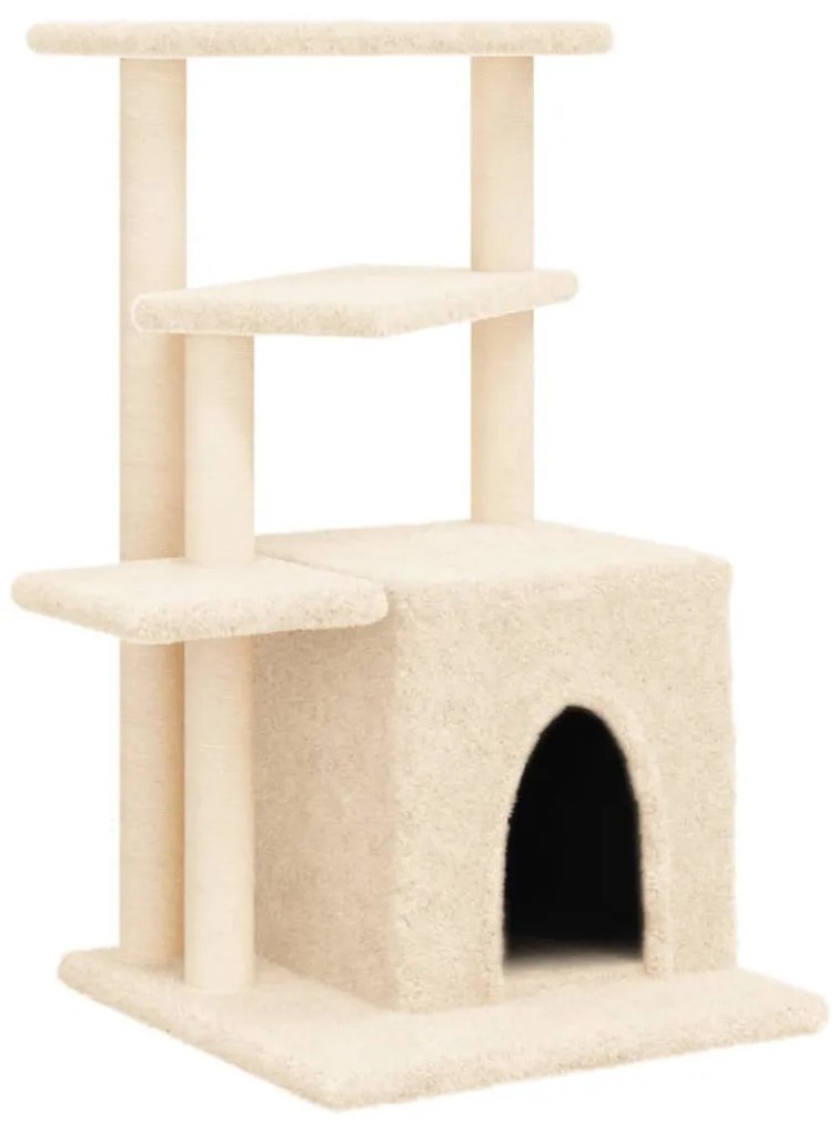 Albero per gatti con tiragraffi in sisal crema 83,5 cm