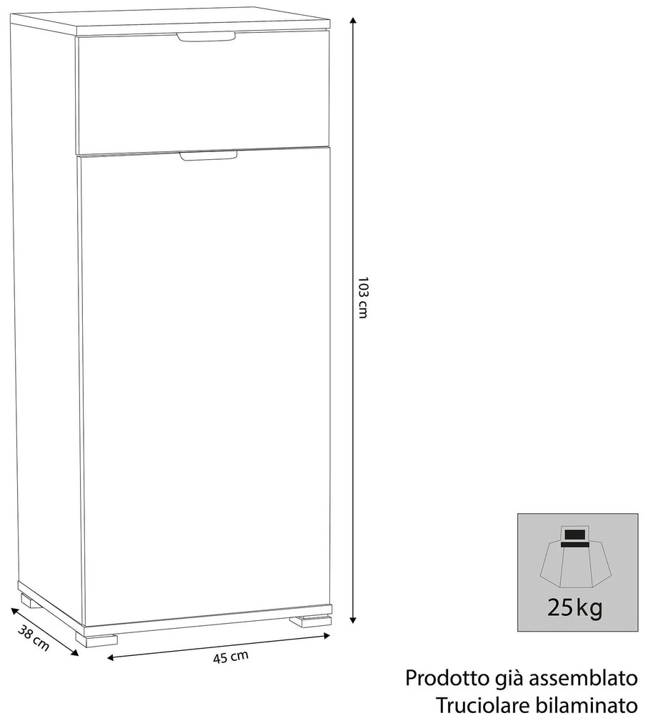 PALOMA - armadietto con un'anta e un cassetto
