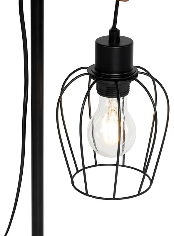 Lampada da tavolo rustica nera con legno - Stronk